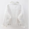 imagechouyatou Womens Casual Light Button Up Candy Color Short Denim Trucker JacketWhite