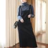 imagechouyatou Womens Cute Corduroy Adjustable Strap Overall Dress fringe Pinafore Baggy Maxi Long Tank DressBlack