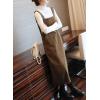 imagechouyatou Womens Cute Corduroy Adjustable Strap Overall Dress fringe Pinafore Baggy Maxi Long Tank DressBrown
