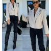 imagechouyatou Womens Double Breasted Cropped Wool Blazer Casual Lapel Short Wool Pea Coat with PocketsApricot