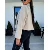 imagechouyatou Womens Double Breasted Cropped Wool Blazer Casual Lapel Short Wool Pea Coat with PocketsApricot