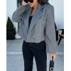 imagechouyatou Womens Double Breasted Cropped Wool Blazer Casual Lapel Short Wool Pea Coat with PocketsDark Gray