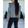 imagechouyatou Womens Double Breasted Cropped Wool Blazer Casual Lapel Short Wool Pea Coat with PocketsDark Gray