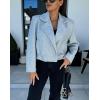 imagechouyatou Womens Double Breasted Cropped Wool Blazer Casual Lapel Short Wool Pea Coat with PocketsLight Gray