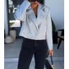 imagechouyatou Womens Double Breasted Cropped Wool Blazer Casual Lapel Short Wool Pea Coat with PocketsLight Gray