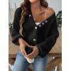 imagechouyatou Womens Floral Embroidered Cropped Cardigans VNeck Button Down Short Cardigan SweatersBlack