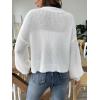 imagechouyatou Womens Floral Embroidered Cropped Cardigans VNeck Button Down Short Cardigan SweatersWhite