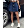 imagechouyatou Womens High Waisted Denim Button Down Mini Skirt Cute ALine Skater Short Jean SkirtDark Blue