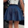 imagechouyatou Womens High Waisted Denim Button Down Mini Skirt Cute ALine Skater Short Jean SkirtDark Blue