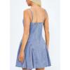 imagechouyatou Womens Sexy Spaghetti Strap Denim Dress Pleated LaceUp Party Club Mini Jean DressLight Blue