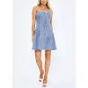 imagechouyatou Womens Sexy Spaghetti Strap Denim Dress Pleated LaceUp Party Club Mini Jean DressLight Blue