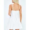 imagechouyatou Womens Sexy Spaghetti Strap Denim Dress Pleated LaceUp Party Club Mini Jean DressWhite