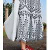imagechouyatou Womens Summer Floral Print 2 Piece Outfits Spaghetti Strap Crop Top ampamp Ruffle Swing Long Skirt SetWhite
