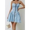 imagechouyatou Womens Summer Spaghetti Strap Mini Denim Dress Sleeveless Party Club Dress Jean SundressLight Blue
