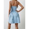 imagechouyatou Womens Summer Spaghetti Strap Mini Denim Dress Sleeveless Party Club Dress Jean SundressLight Blue