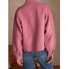 imagechouyatou Womens Winter Casual Wool Blend Crop Trench Coat Stand Collar Button Down Loose Short JacketPink