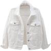 imagechouyatou Womens Casual Light Button Up Candy Color Short Denim Trucker JacketWhite