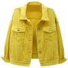 imagechouyatou Womens Casual Light Button Up Candy Color Short Denim Trucker JacketYellow