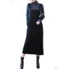 imagechouyatou Womens Cute Corduroy Adjustable Strap Overall Dress fringe Pinafore Baggy Maxi Long Tank DressBlack
