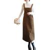 imagechouyatou Womens Cute Corduroy Adjustable Strap Overall Dress fringe Pinafore Baggy Maxi Long Tank DressBrown