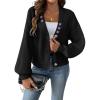 imagechouyatou Womens Floral Embroidered Cropped Cardigans VNeck Button Down Short Cardigan SweatersBlack