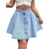 imagechouyatou Womens High Waisted Denim Button Down Mini Skirt Cute ALine Skater Short Jean SkirtLight Blue