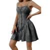 imagechouyatou Womens Summer Spaghetti Strap Mini Denim Dress Sleeveless Party Club Dress Jean SundressBlack