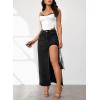 imageWomens Casual High Waist Split Thigh Jean Skirt A Line Long Maxi Slim Denim SkirtBlack