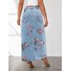 imageWomens Casual High Waist Split Thigh Jean Skirt A Line Long Maxi Slim Denim SkirtFloral Light Blue