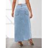 imageWomens Casual High Waist Split Thigh Jean Skirt A Line Long Maxi Slim Denim SkirtLight Blue