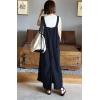 imagechouyatou Womens Adjustable Strap Frayed Denim Overall Dress ALine Jean Jumper Pinafore Dress with SplitBlack