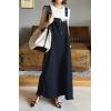 imagechouyatou Womens Adjustable Strap Frayed Denim Overall Dress ALine Jean Jumper Pinafore Dress with SplitBlack