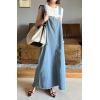 imagechouyatou Womens Adjustable Strap Frayed Denim Overall Dress ALine Jean Jumper Pinafore Dress with SplitLight Blue