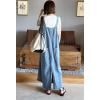 imagechouyatou Womens Adjustable Strap Frayed Denim Overall Dress ALine Jean Jumper Pinafore Dress with SplitLight Blue