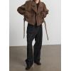imagechouyatou Womens Cropped Wool Coat Double Breasted Business Casual Short Winter Trench CoatDark Brown