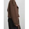 imagechouyatou Womens Cropped Wool Coat Double Breasted Business Casual Short Winter Trench CoatDark Brown