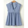 imagechouyatou Womens Cute Denim Babydoll Tunic Dress Vintage Notched Lapel Sleeveless Tank Mini DressLight Blue