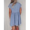 imagechouyatou Womens Cute Denim Babydoll Tunic Dress Vintage Notched Lapel Sleeveless Tank Mini DressLight Blue