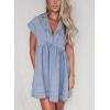 imagechouyatou Womens Cute Denim Babydoll Tunic Dress Vintage Notched Lapel Sleeveless Tank Mini DressLight Blue