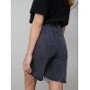 imagechouyatou Womens Distressed Jean Shorts Frayed Ripped Y2K Raw Hem Five Points Bermuda Denim ShortsBlack Grey
