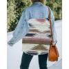 imagechouyatou Womens Ethnic Aztec Geometric Pattern Frayed Denim Jean Jacket ShacketsBrown
