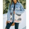 imagechouyatou Womens Ethnic Aztec Geometric Pattern Frayed Denim Jean Jacket ShacketsPink
