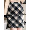 imagechouyatou Womens Fall Winter Mini Plaid Skirt High Waist Wool Blend Short ALine Bodycon Pencil SkirtBlack