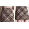 imagechouyatou Womens Fall Winter Mini Plaid Skirt High Waist Wool Blend Short ALine Bodycon Pencil SkirtBrown