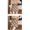 imagechouyatou Womens Fall Winter Mini Plaid Skirt High Waist Wool Blend Short ALine Bodycon Pencil SkirtKhaki