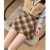 imagechouyatou Womens Fall Winter Mini Plaid Skirt High Waist Wool Blend Short ALine Bodycon Pencil SkirtKhaki