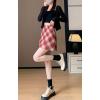 imagechouyatou Womens Fall Winter Mini Plaid Skirt High Waist Wool Blend Short ALine Bodycon Pencil SkirtRed