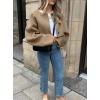 imagechouyatou Womens Hidden Single Breasted Crop Wool Jacket Business Casual Short Wool CoatBrown