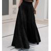 imagechouyatou Womens Hollow Out Eyelet Maxi Boho Skirt Back Smocked Waist Lace Floral Flowy Long Skirt with PocketsBlack
