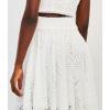 imagechouyatou Womens Hollow Out Eyelet Maxi Boho Skirt Back Smocked Waist Lace Floral Flowy Long Skirt with PocketsWhite